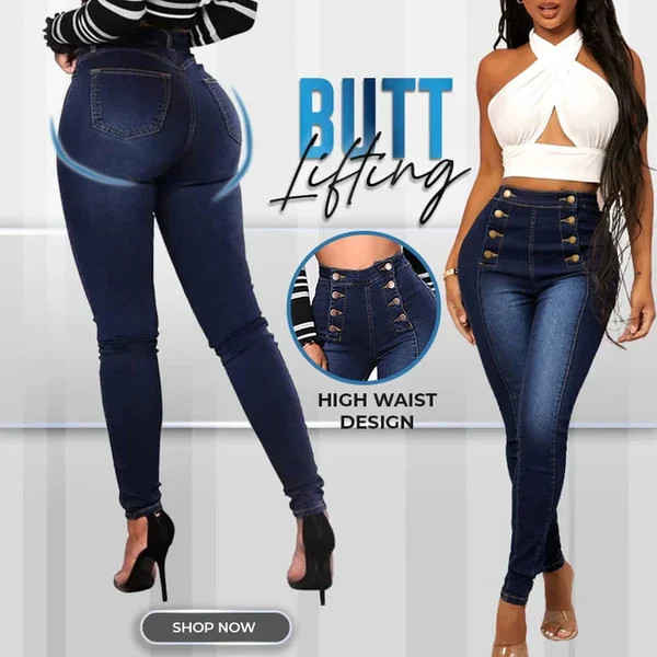 Hot Sale-49% OFF - Double Breasted High Waist Skinny Jeans