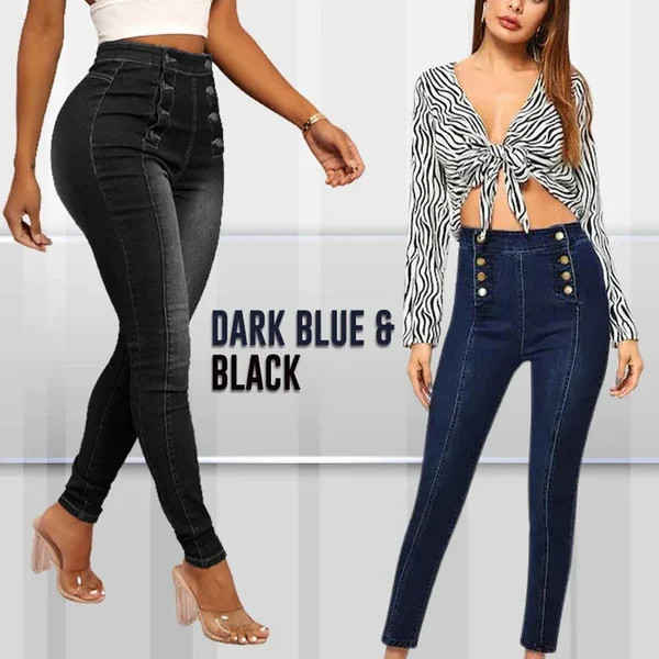 Hot Sale-49% OFF - Double Breasted High Waist Skinny Jeans