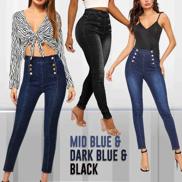 Hot Sale-49% OFF - Double Breasted High Waist Skinny Jeans