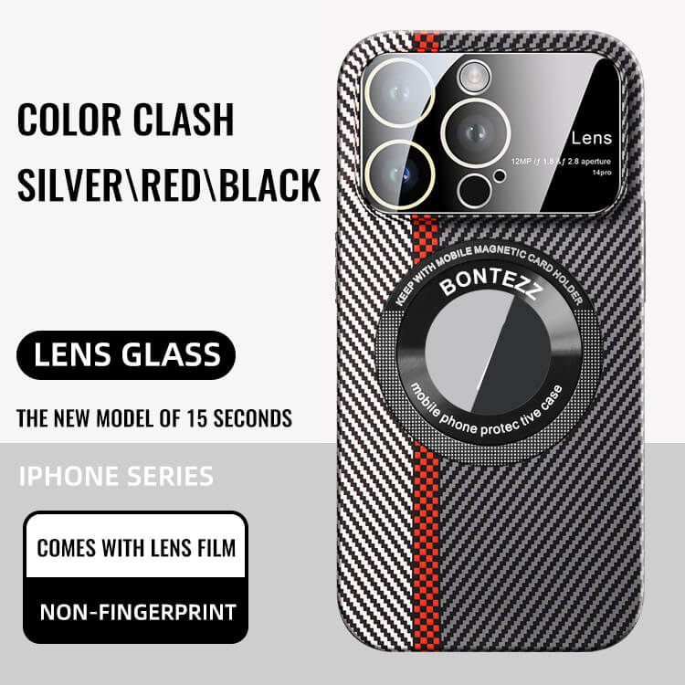 iPhone 14 carbon fiber large window case