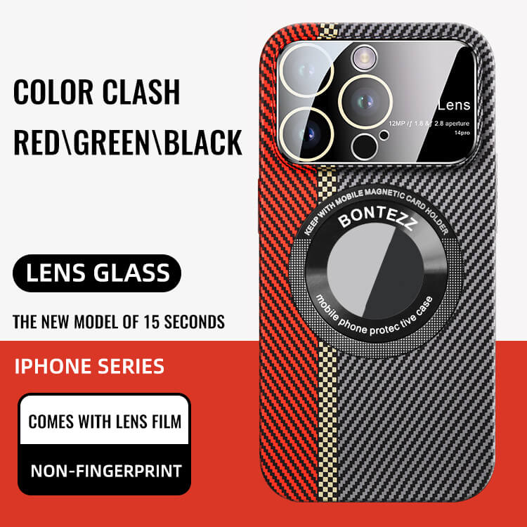 iPhone 14 carbon fiber large window case