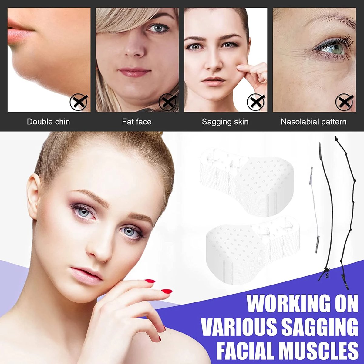 LAST DAY-49%OFF - New Ultra Invisible Waterproof Face Lift Stickers Complete Kit