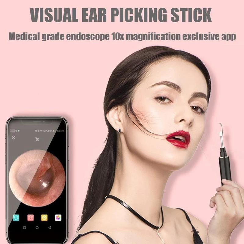 LAST DAY-50%OFF – Clean Earwax-Wi-Fi Visible Wax Removal Spoon, USB 1296P HD Load Otoscope