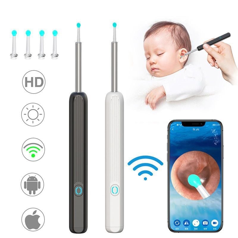 LAST DAY-50%OFF - Clean Earwax-Wi-Fi Visible Wax Removal Spoon, USB 1296P HD Load Otoscope