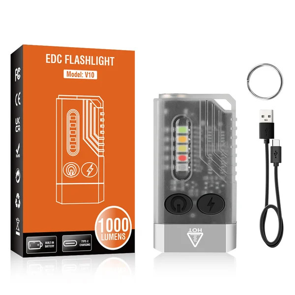 LAST DAY 59% OFF - Small Powerful EDC Flashlight with Red UV Blue Light - Super Bright 1000 Lumens