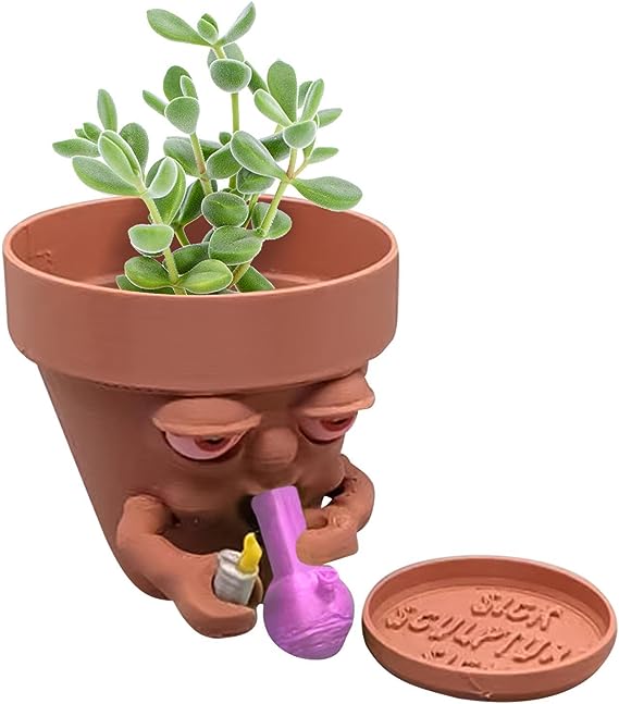 Last Day 75% OFF - Pot Smoking Pot planter ripping a bong