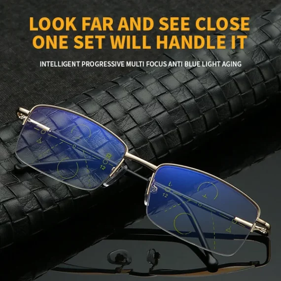 LAST DAY $9.99 - 2023 New Sapphire high hardness anti - blue progressive Far And Near Dual - Use Reading Glasses