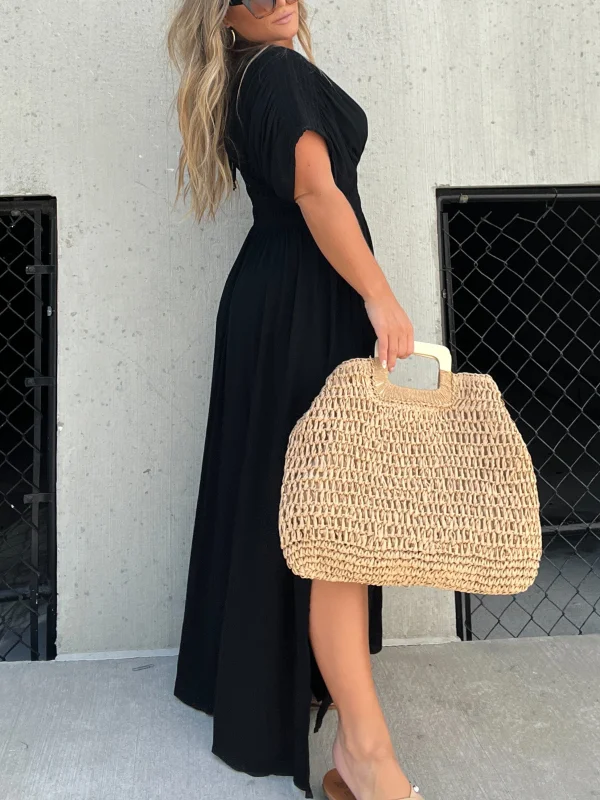 V-NECK EFFORTLESS MAXI LONG DRESS