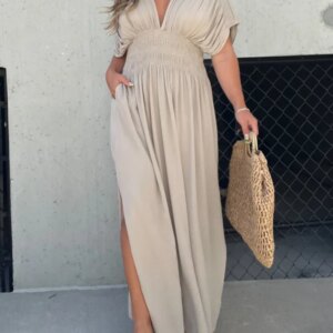 V-NECK EFFORTLESS MAXI LONG DRESS