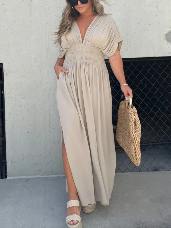 V-NECK EFFORTLESS MAXI LONG DRESS