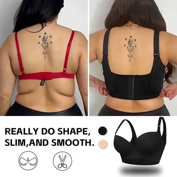 Women's Deep Cup Bra Hide Back Fat Full Back Coverage Push Up Bra With Shapewear Incorporated