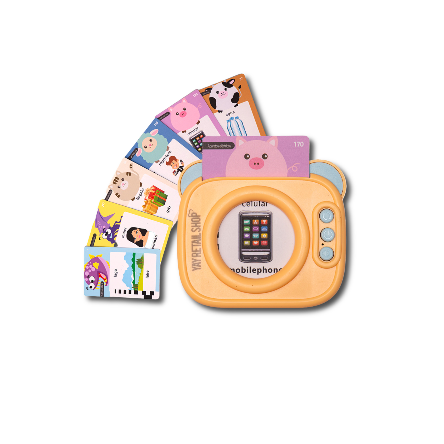 Yay Bilingual Learning Cards Machine - English & Spanish - With 560 Cards