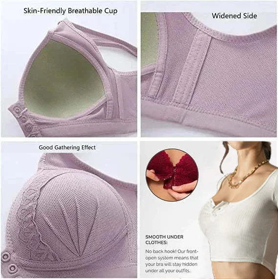 2023 breathable cotton bra with front button