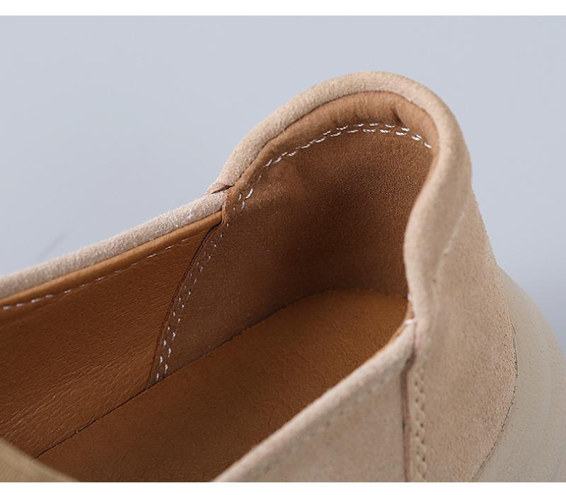 Autumn breathable leather elasticated slip on casual platform shoes