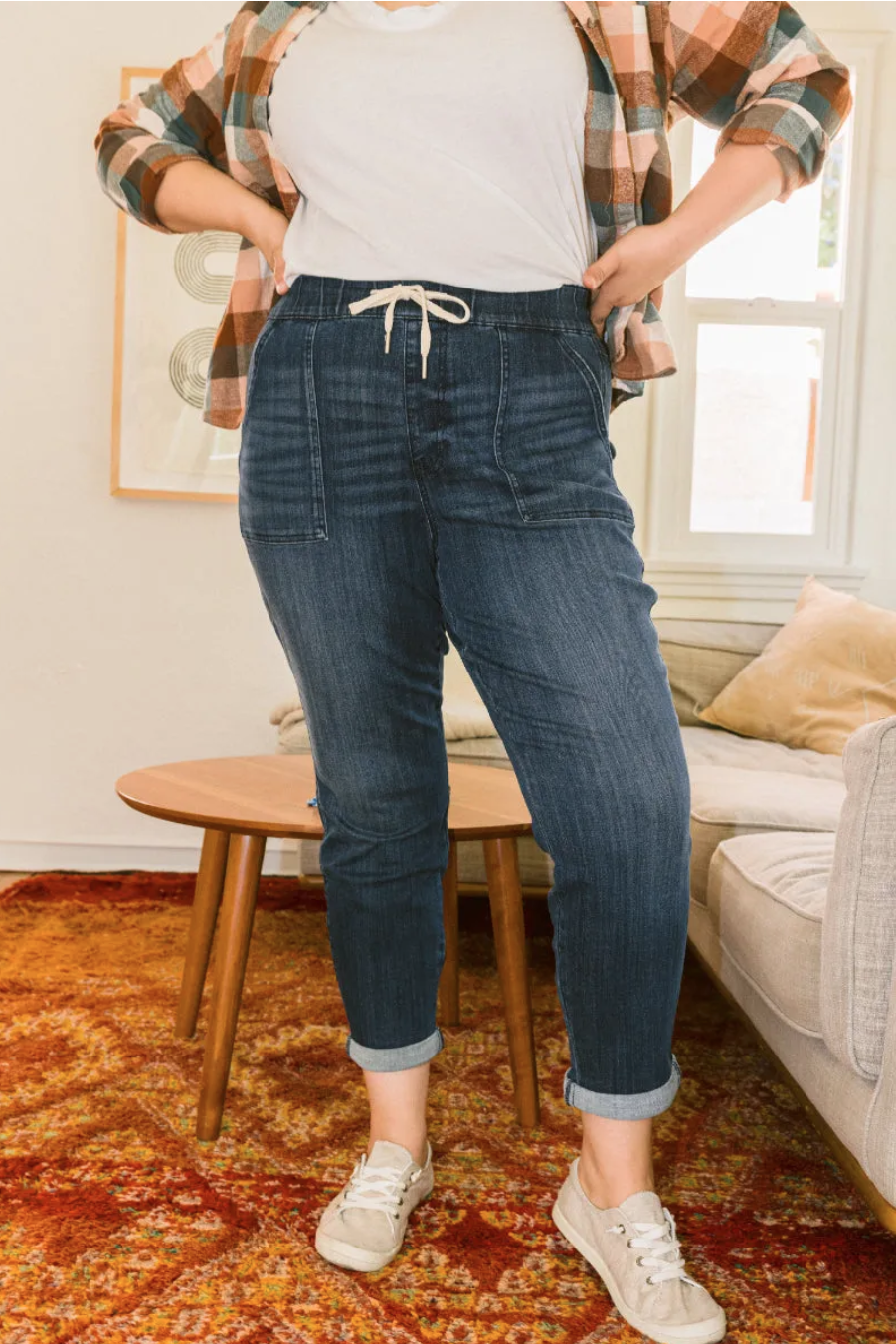 BLUE PULL ON DENIM JOGGERS