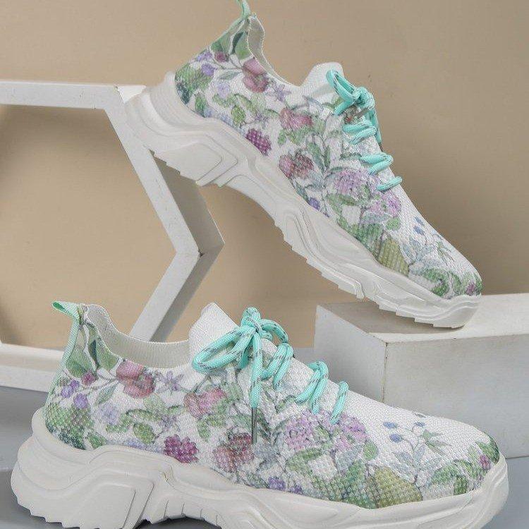 HOT SALE - Floral Print Lace - up Breathable Orthopedic Sneakers