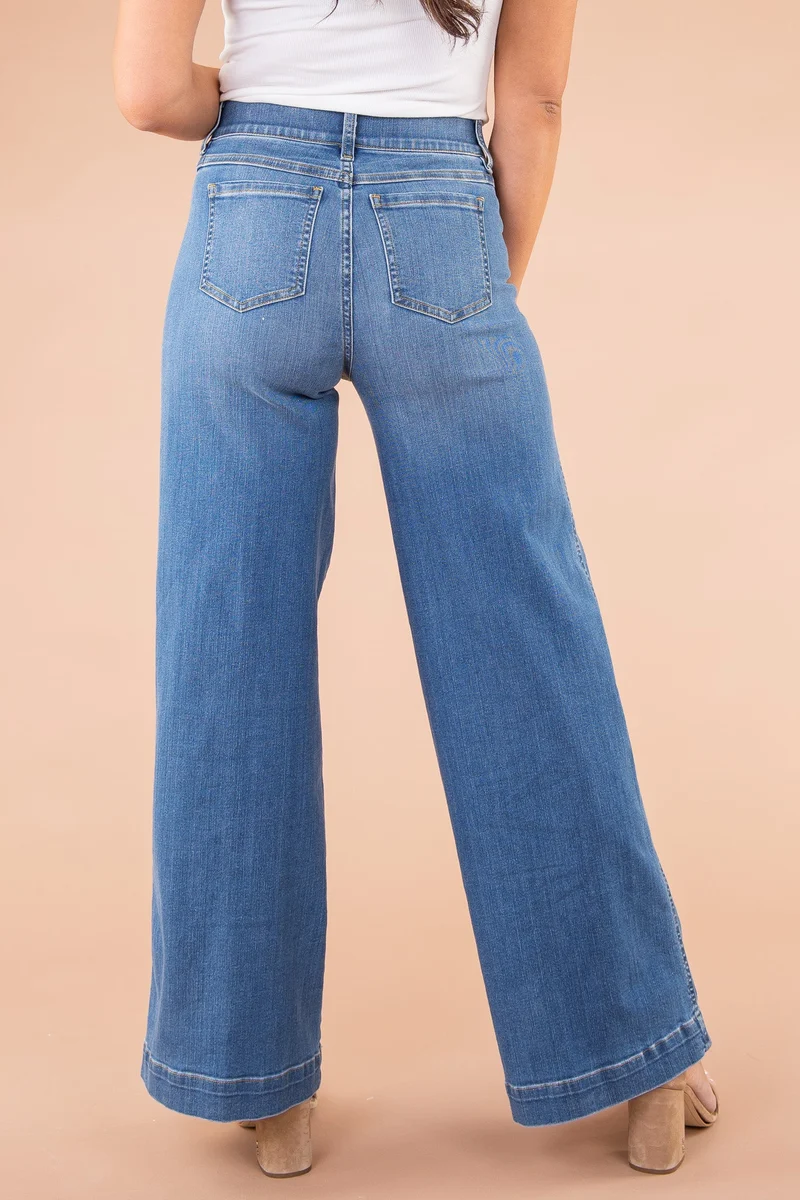 LAST DAY 50% OFF - SEAMED FRONT WIDE LEG JEANS