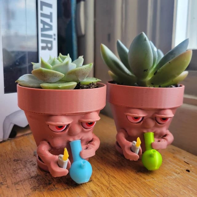 (Last Day Promotion - 50% OFF) Pot Smoking Pot planter for succulents or houseplants ripping a bong