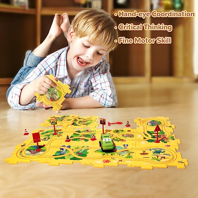 Last Day Sale 50% – Children’s Educational Puzzle Track Car Play Set