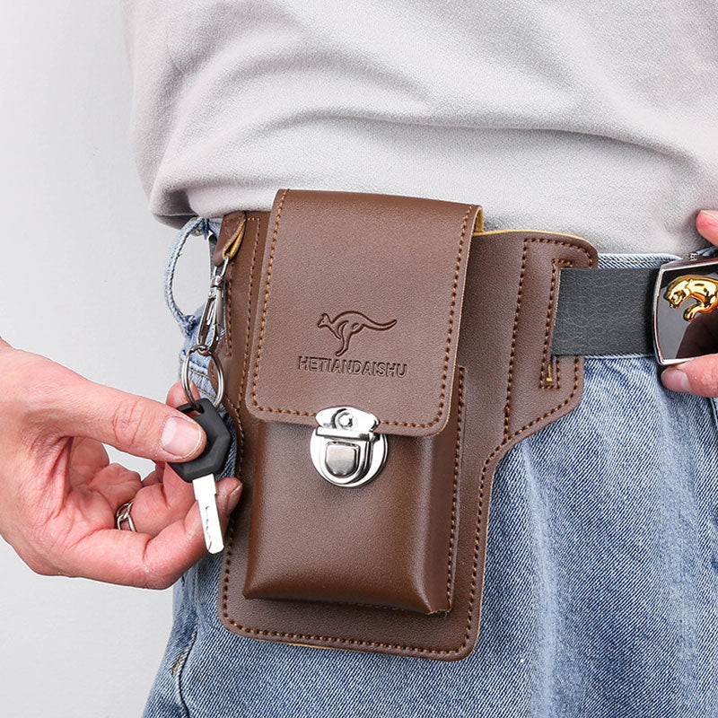 Leather Phone Pouch for Belt Universal Smartphone Holster Waist Bag