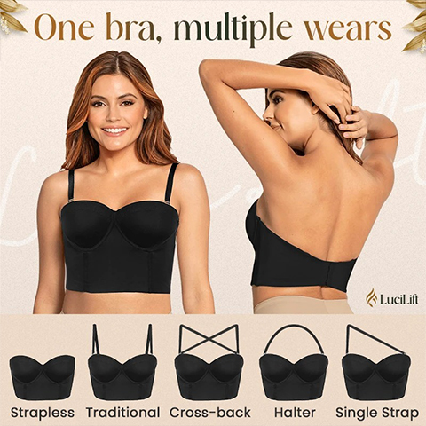 LuciLift - Low Back Strapless Bra - Premium Fabric