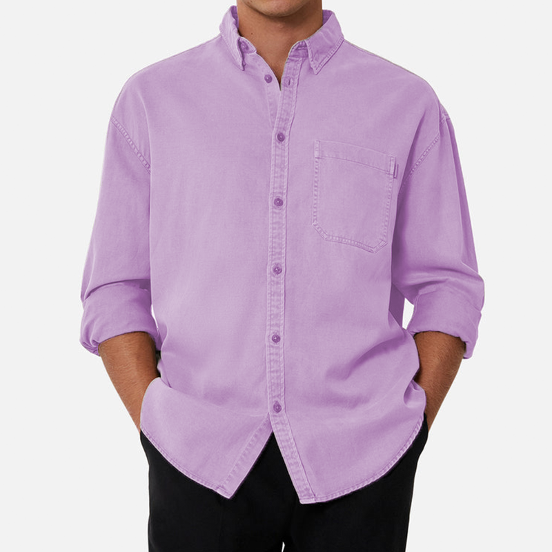 Men's Cotton Basic Long Sleeve Shirt