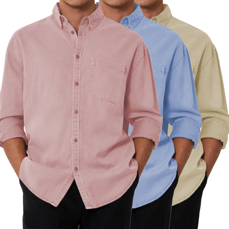 Men's Cotton Basic Long Sleeve Shirt