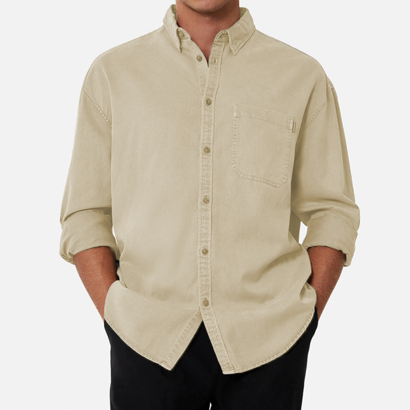 Men's Cotton Basic Long Sleeve Shirt