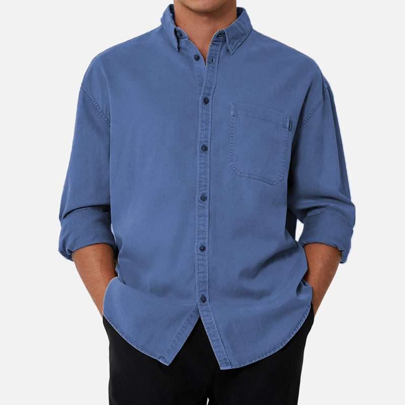 Men's Cotton Basic Long Sleeve Shirt