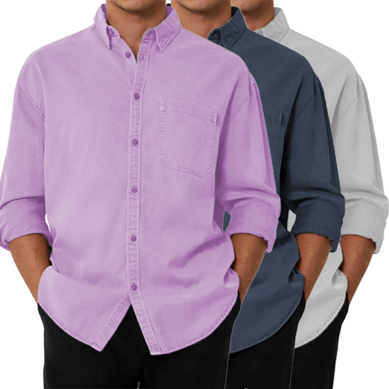 Men's Cotton Basic Long Sleeve Shirt