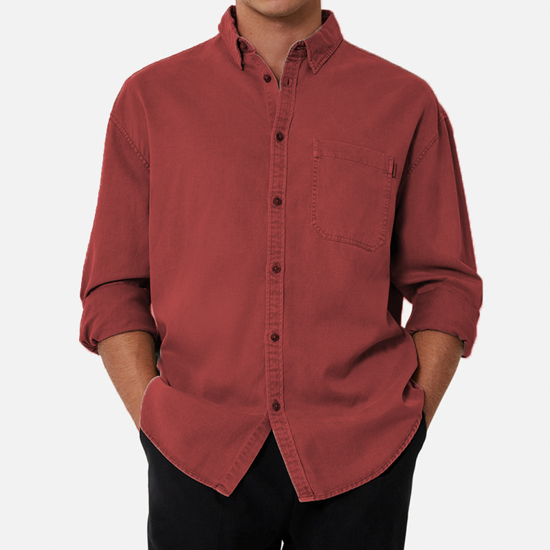 Men's Cotton Basic Long Sleeve Shirt