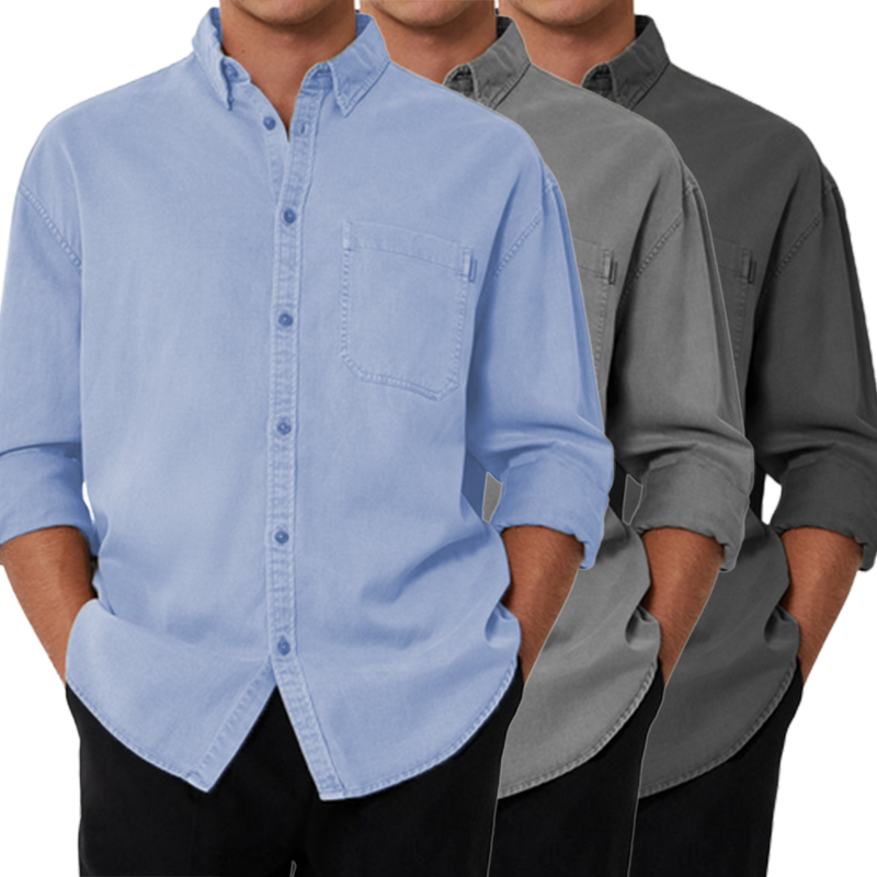 Men's Cotton Basic Long Sleeve Shirt