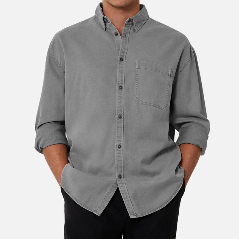 Men's Cotton Basic Long Sleeve Shirt