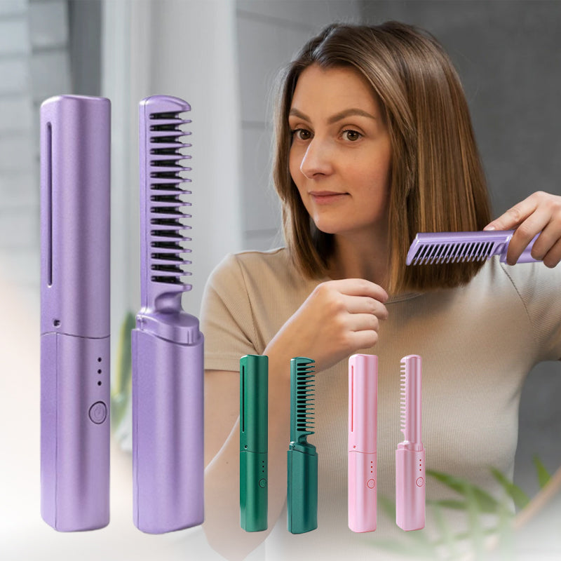 Rechargeable Mini Hair Straightener Styling Comb