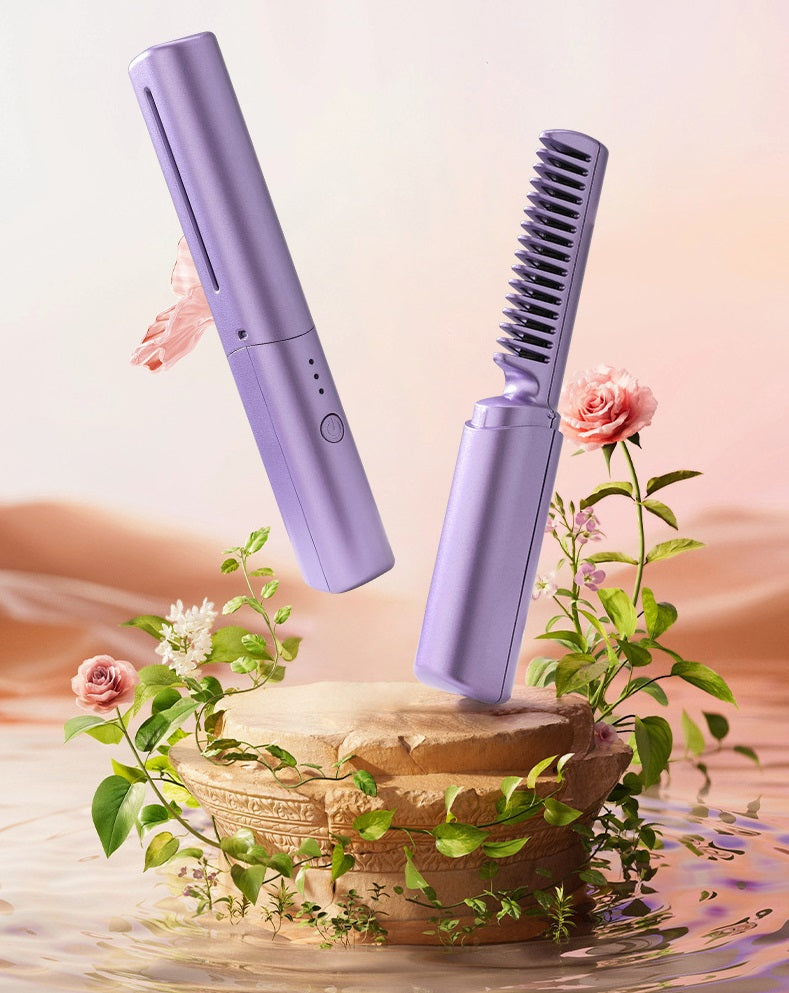 Rechargeable Mini Hair Straightener Styling Comb