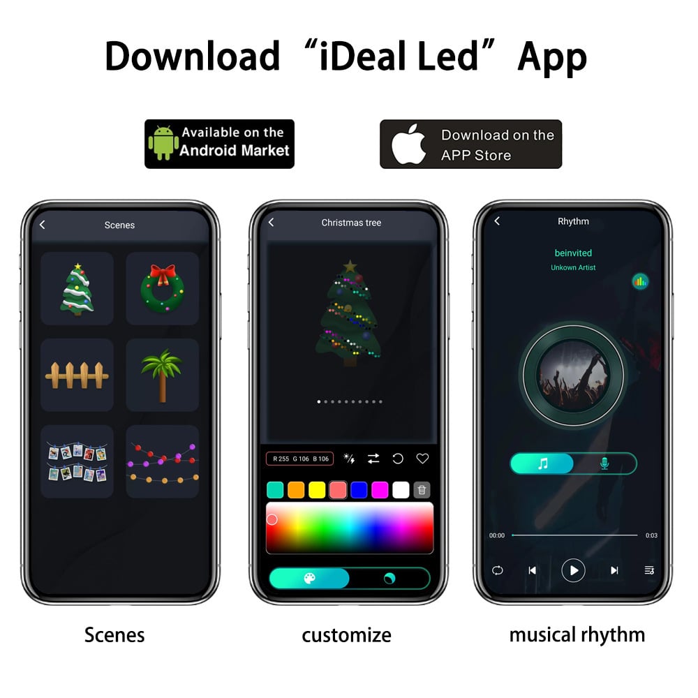 Multi-color LED Animated Outdoor Christmas Tree String Lights