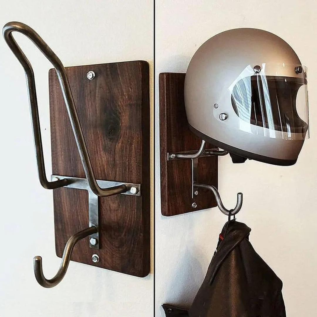 Retro Sissy Rack Inspired Motorcycle Helmet Rack & Jacket Hook