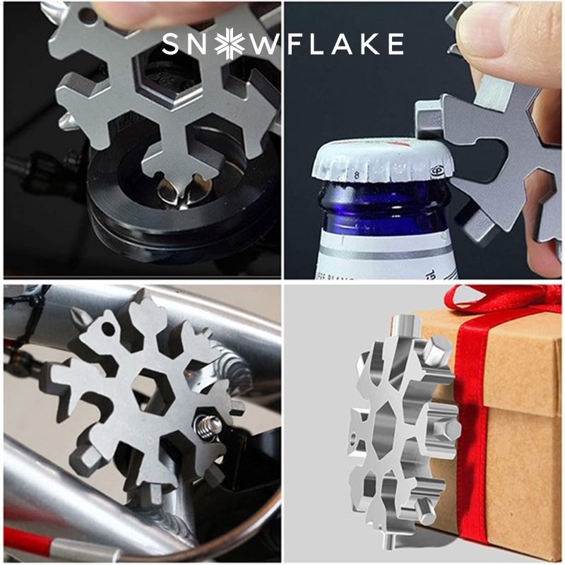 JollySnow - Snowflake - MultiTool 18-in-1 Stainless Steel Portable for Outdoor Adventure