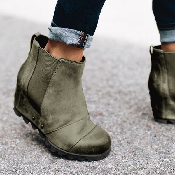 Women Slip On Wedge Boots