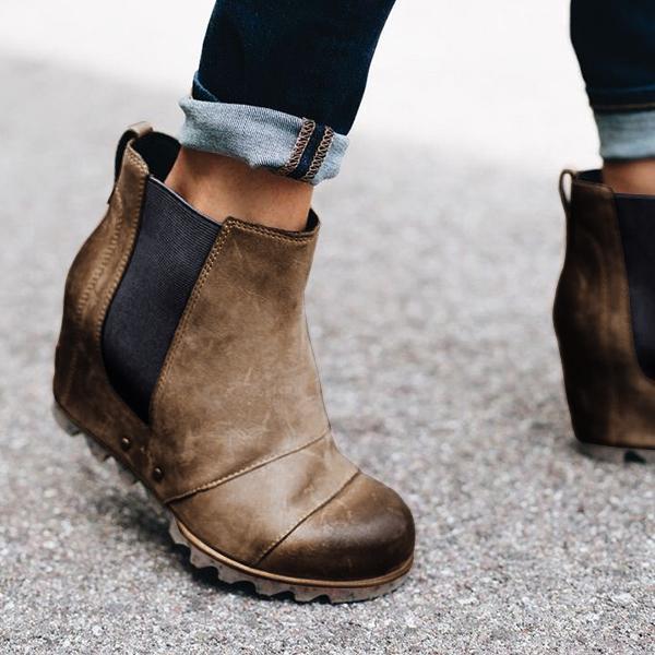 Women Slip On Wedge Boots