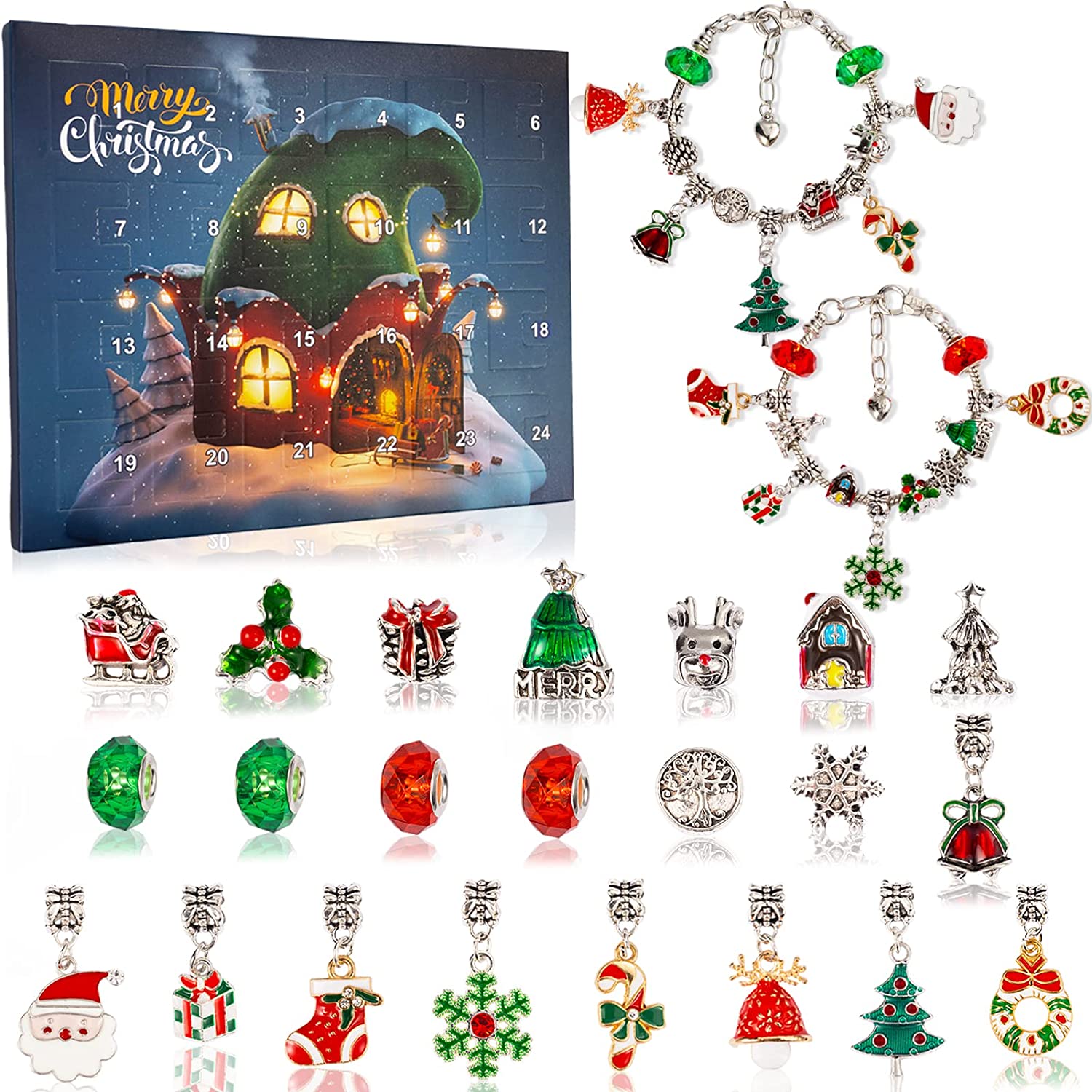 78% OFF NOW - 24 Pcs DIY Christmas Advent Calendar Bracelets Set