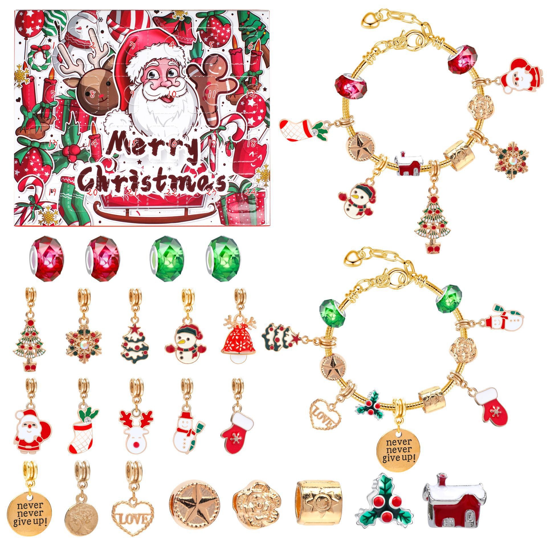 78% OFF NOW - 24 Pcs DIY Christmas Advent Calendar Bracelets Set