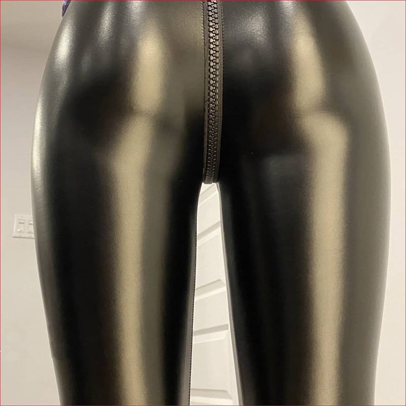 Open Crotch Leather Leggings