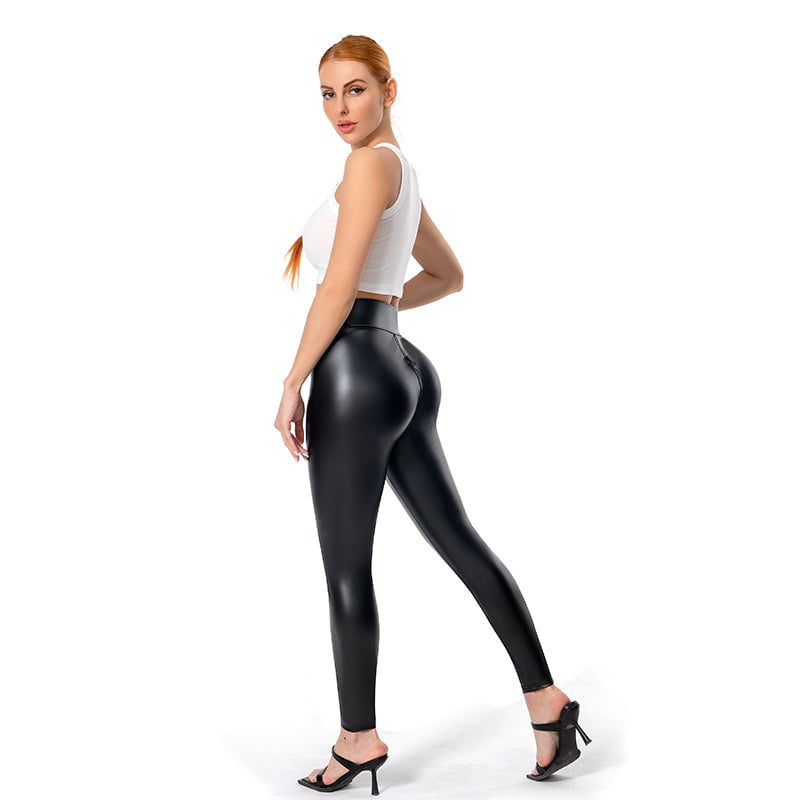 Open Crotch Leather Leggings