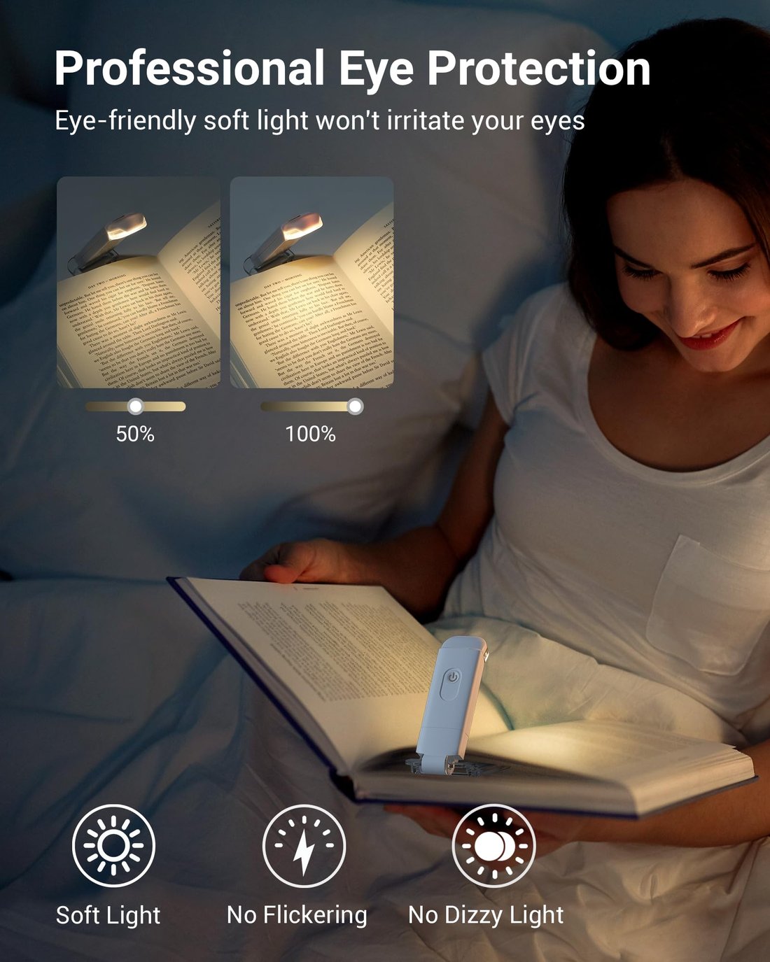 USB Rechargeable Book LED Light with Clip for Reading in Bed-BUY 3 GET 15% OFF