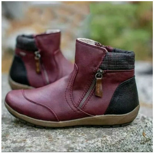 Women Zipper Waterproof Ankle-Support Boots