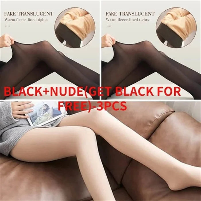 2023 TRANSLUCENT WARM PLUSH LINED ELASTIC TIGHTS