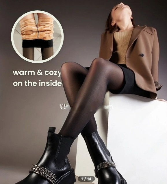 2023 TRANSLUCENT WARM PLUSH LINED ELASTIC TIGHTS