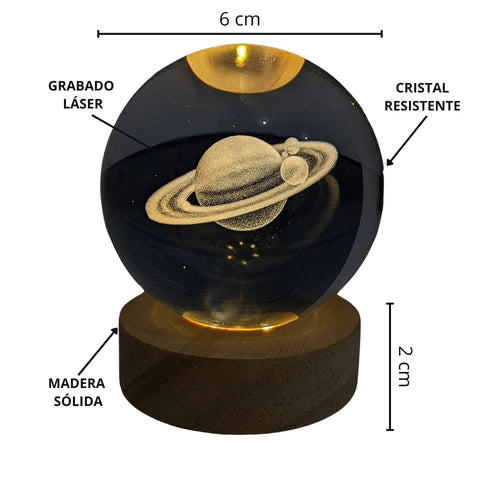 Esfera espacial 3D con base de luz