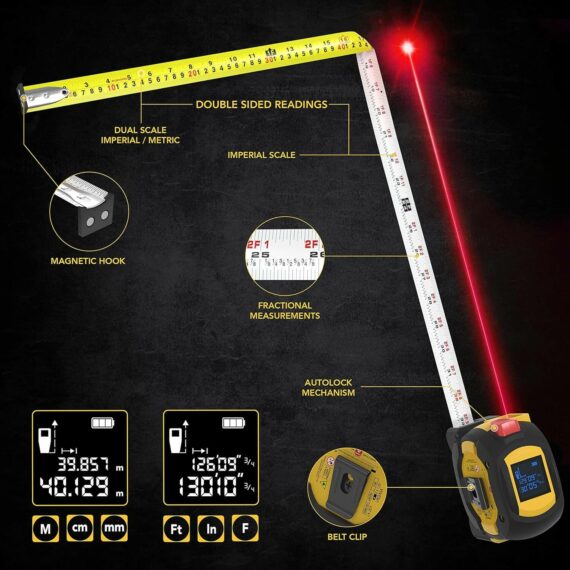 REBANB 3-in-1 Digital Laser Measuring Tape